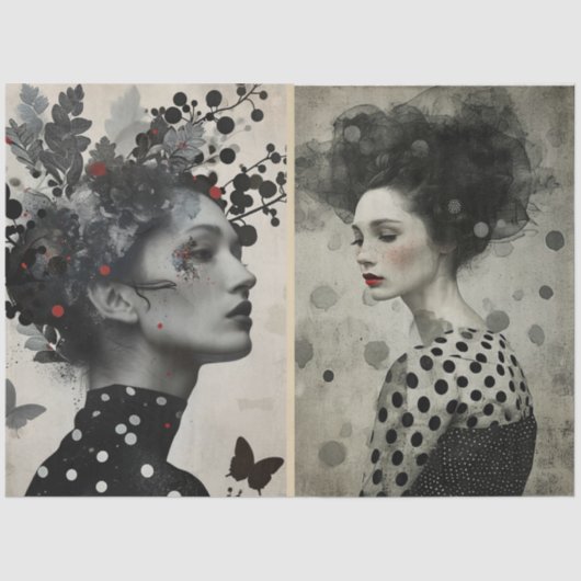 アーティストミックスメディア白黒クリーム大顔 薄葉紙 (正面)