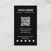 アーティストミュージシャンソングライター写真ソーシャルメディア 名刺 (裏面)