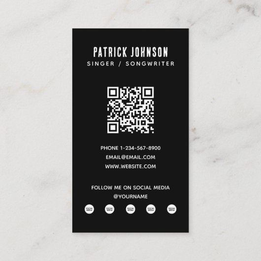 アーティストミュージシャンソングライター写真ソーシャルメディア 名刺 (裏面)