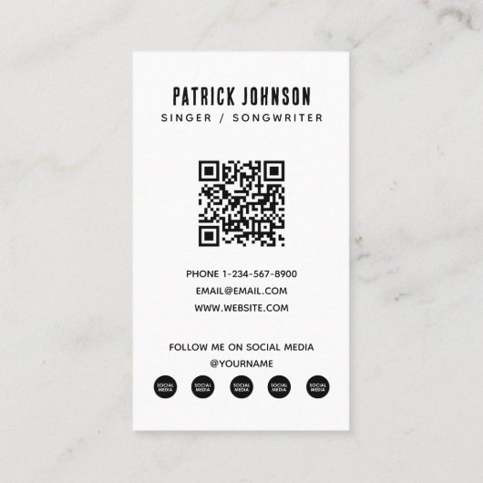 アーティストミュージシャンソングライター写真ソーシャルメディア 名刺 (裏面)