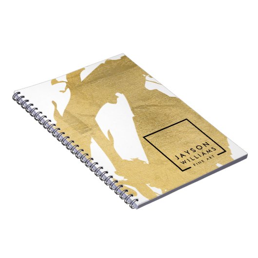 アーティストモダン抽象芸術フェイク金ゴールドのブラシストローク ノートブック (右側)