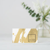 アーティストモダン抽象芸術フェイク金ゴールドのブラシストローク 名刺 (スタンド正面)