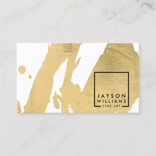 アーティストモダン抽象芸術フェイク金ゴールドのブラシストローク 名刺 (正面)