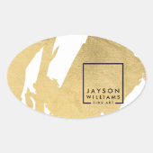 アーティストモダン抽象芸術フェイク金ゴールドブラシストローク楕円 楕円形シール (正面)