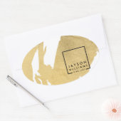 アーティストモダン抽象芸術フェイク金ゴールドブラシストローク楕円 楕円形シール (封筒)