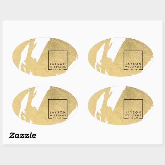 アーティストモダン抽象芸術フェイク金ゴールドブラシストローク楕円 楕円形シール (シート)