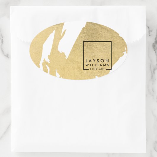 アーティストモダン抽象芸術フェイク金ゴールドブラシストローク楕円 楕円形シール (バッグ)