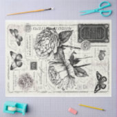 アーティストラージヴィンテージ牡丹バタフライデコパージュ 薄葉紙 (クラフト)