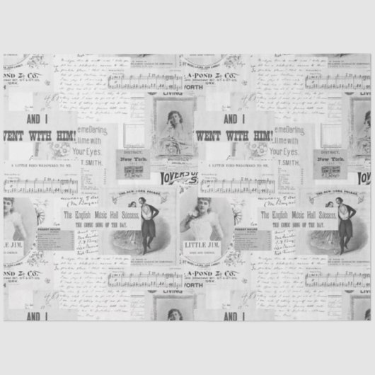 アーティスト向け白黒ラージヴィンテージEphemera 薄葉紙 (正面)