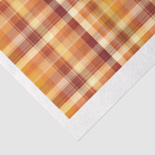 アーティスト向け秋をテーマにしたオレンジ色の茶色の格子模様 薄葉紙 (詳細)