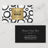アーティスト抽象芸術スケッチ円と金ゴールド名ロゴ 名刺 (正面/裏面)
