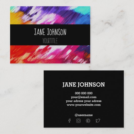 アーティスト抽象芸術色彩の鮮やかカラフル名刺 名刺 (正面/裏面)