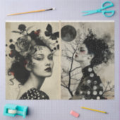 アーティスト混合メディアブラッククリームラージ顔2 薄葉紙 (クラフト)