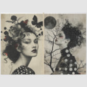 アーティスト混合メディアブラッククリームラージ顔2 薄葉紙 (正面)