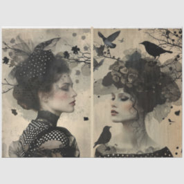 アーティスト混合メディアブラッククリーム大顔 薄葉紙