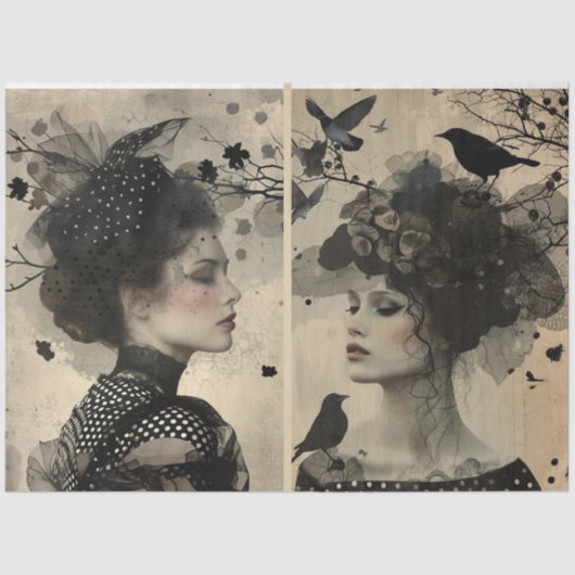 アーティスト混合メディアブラッククリーム大顔 薄葉紙 (正面)