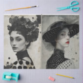 アーティスト混合メディア白黒大顔 薄葉紙 (クラフト)