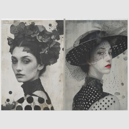 アーティスト混合メディア白黒大顔 薄葉紙 (正面)