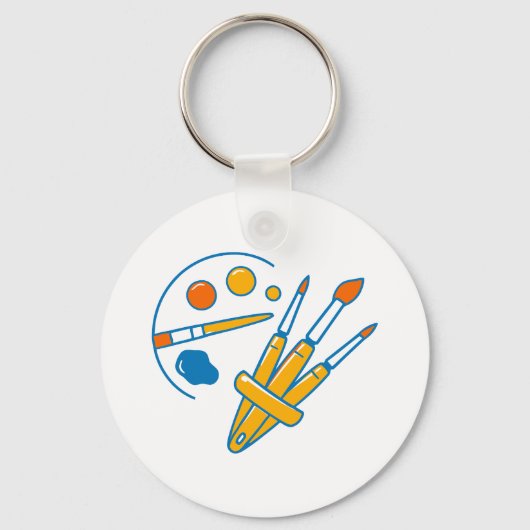 アーティスト用絵の具パレットと筆 キーホルダー (正面)