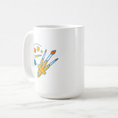 アーティスト用絵の具パレットと筆 コーヒーマグカップ (正面左)