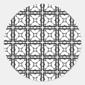 アーティスト白黒のジオメトリグリッドの背景 ラウンドシール (正面)