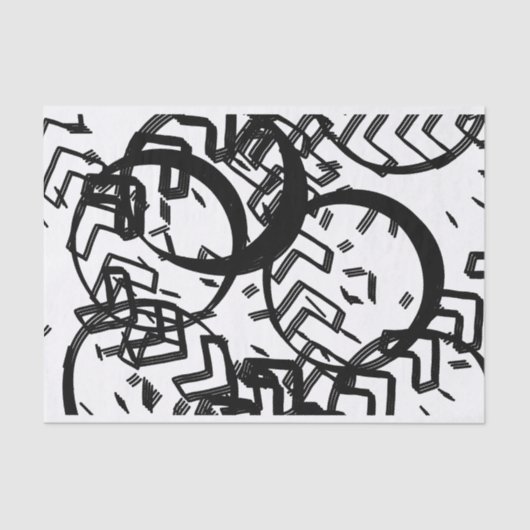 アーティスト白黒ラージサークルChevronテクスチャ 薄葉紙 (正面)