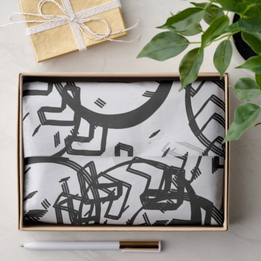 アーティスト白黒ラージサークルChevronテクスチャ 薄葉紙 (ギフト)