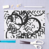 アーティスト白黒ラージサークルChevronテクスチャ 薄葉紙 (クラフト)