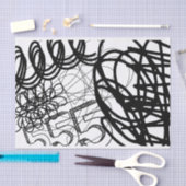 アーティスト白黒ラージループパターンテクスチャ 薄葉紙 (クラフト)