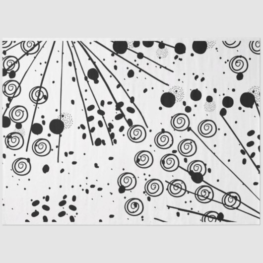 アーティスト白黒ラージ抽象芸術スパイラルテクスチャ 薄葉紙 (正面)