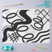 アーティスト白黒ラージ抽象芸術波形テクスチャ 薄葉紙 (クラフト)