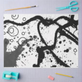 アーティスト白黒ラージ抽象芸術絵を描(ばちゃばちゃ)跳ねる 薄葉紙 (クラフト)