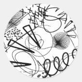 アーティスト白黒三角形のドードルバックグラウンド ラウンドシール (正面)