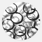 アーティスト白黒円テクスチャの背景 ラウンドシール (正面)