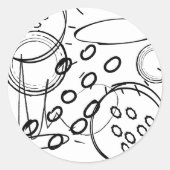 アーティスト白黒円形ドードルバックグラウンド ラウンドシール (正面)