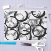 アーティスト白黒大きな濃い円ラインテクスチャ 薄葉紙 (クラフト)