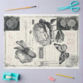 アーティスト白黒大ヴィンテージ牡丹の背景 薄葉紙 (クラフト)