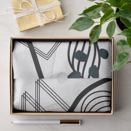 アーティスト白黒大抽象芸術円形テクスチャ 薄葉紙 (ギフト)