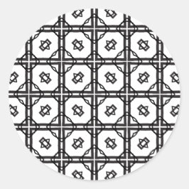 アーティスト白黒幾何二重線グリッド ラウンドシール