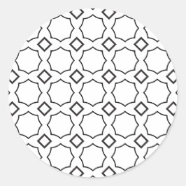 アーティスト白黒幾何八角形ダイヤモンド ラウンドシール