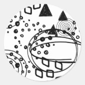 アーティスト白黒幾何学的なドット背景 ラウンドシール (正面)