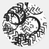 アーティスト白黒抽象芸術のジオメトリ背景 ラウンドシール (正面)