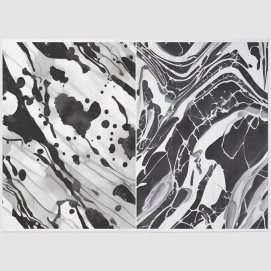 アーティスト白黒抽象芸術大理石テクスチャ1d 薄葉紙 (正面)