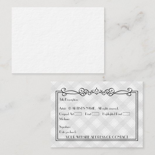 アーティスト空白ののACEOミニチュアアートカードw COA 名刺 (正面/裏面)