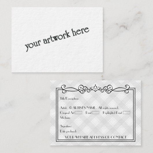 アーティスト空白ののACEOミニチュアアートカードw COA 名刺 (正面/裏面)