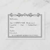 アーティスト空白ののACEOミニチュアアートカードw COA 名刺 (裏面)