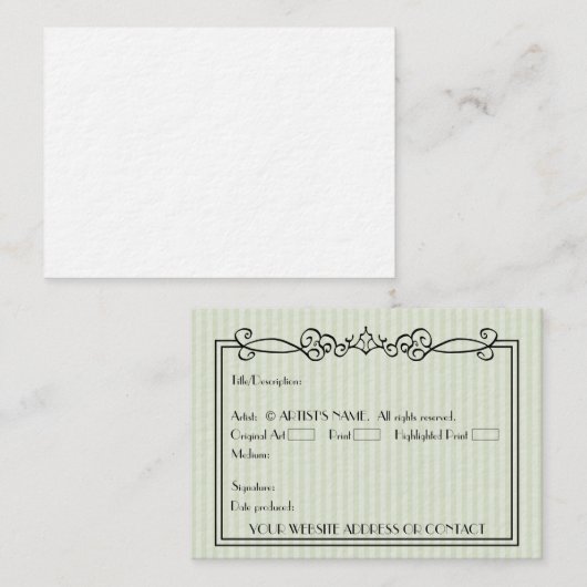 アーティスト空白ののACEOミニチュアアートカードw COA 名刺 (正面/裏面)