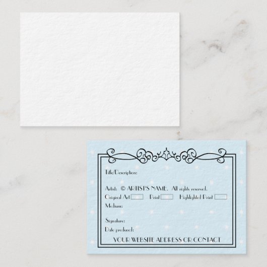 アーティスト空白ののACEOミニチュアアートカードw COA 名刺 (正面/裏面)