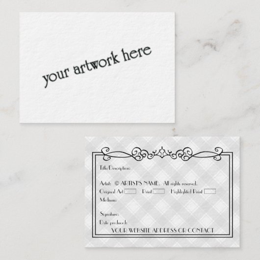 アーティスト空白ののACEOミニチュアアートカードw COA 名刺 (正面/裏面)