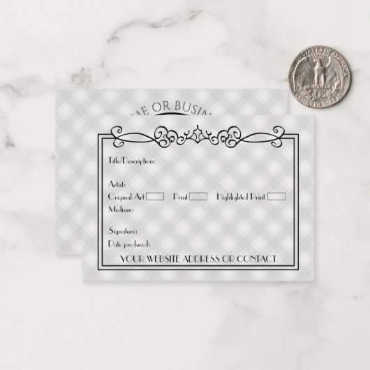 アーティスト空白ののCOAの真正性証明書 ノートカード (正面/裏面インサイチュ)